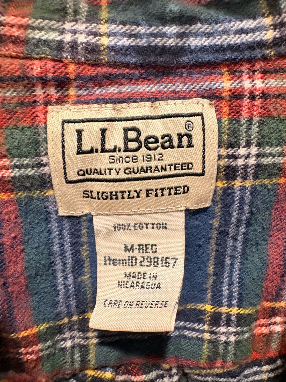 L.L. Bean Men's Red and Blue Plaid Button-Down Shirt - Picture 2 of 3